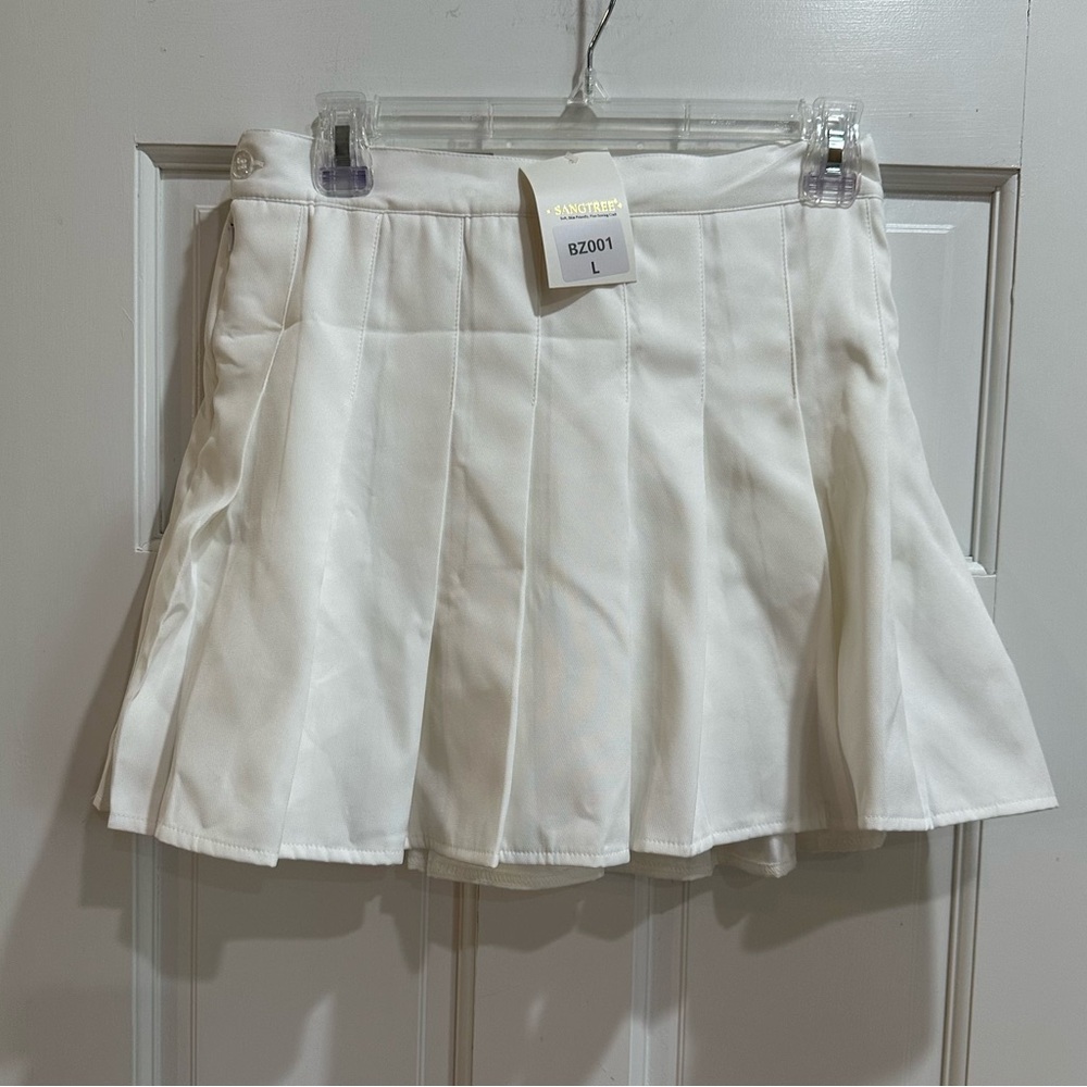 SANGTREE Womens Large Pleated Mini Skirt White Tennis Skirt Golf Skort Lined NWT